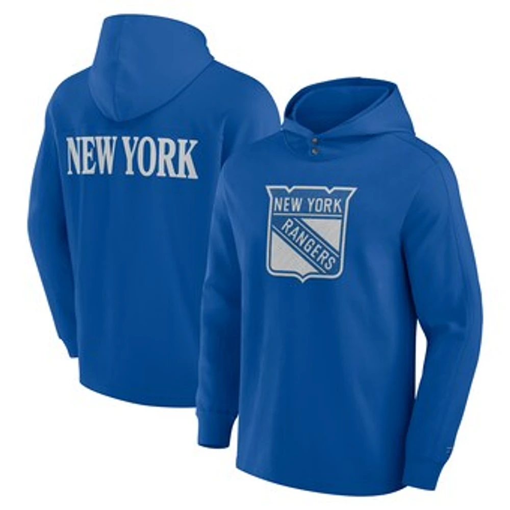 Men's Fanatics Blue New York Rangers Elements Blaze Tri-Blend Long Sleeve Hoodie T-Shirt