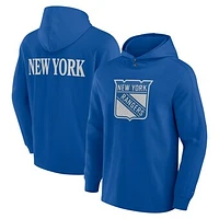 Men's Fanatics Blue New York Rangers Elements Blaze Tri-Blend Long Sleeve Hoodie T-Shirt