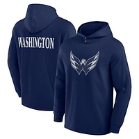 Men's Fanatics Navy Washington Capitals Elements Blaze Tri-Blend Long Sleeve Hoodie T-Shirt