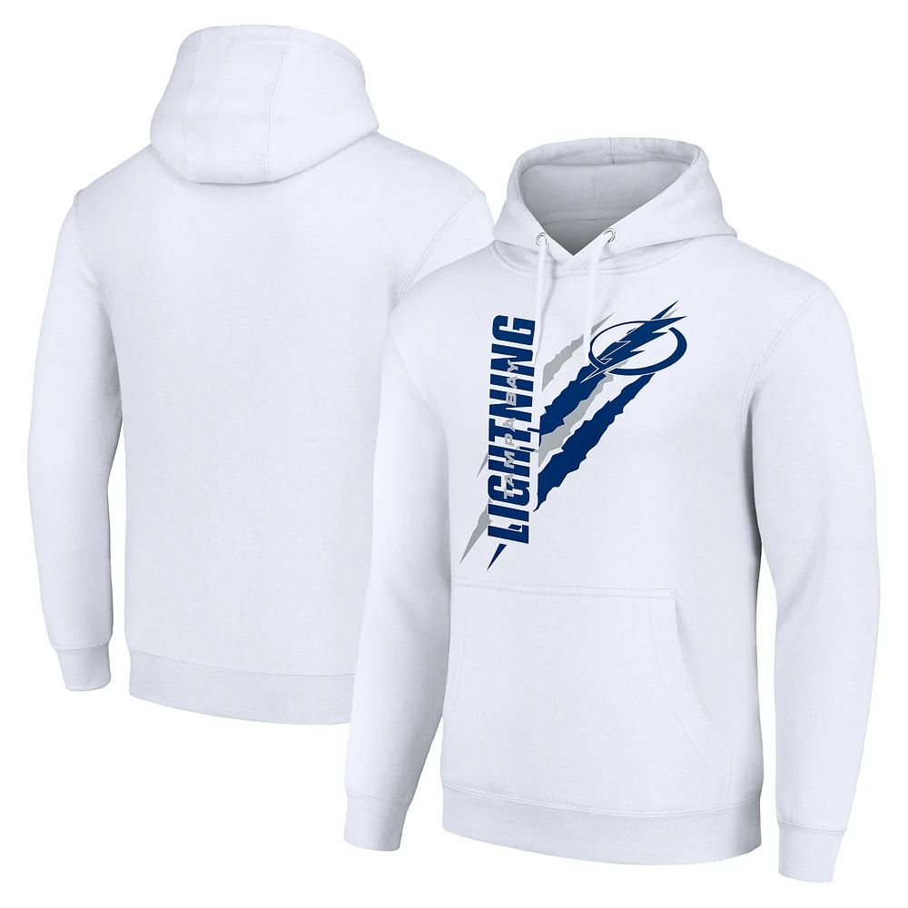 Men's Starter White Tampa Bay Lightning Color Scratch Fleece Pullover Hoodie