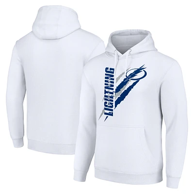 Men's Starter  White Tampa Bay Lightning Color Scratch Fleece Pullover Hoodie