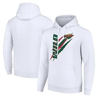 Men's Starter  White Minnesota Wild Color Scratch Fleece Pullover Hoodie