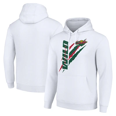 Men's Starter  White Minnesota Wild Color Scratch Fleece Pullover Hoodie