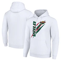 Men's Starter  White Minnesota Wild Color Scratch Fleece Pullover Hoodie