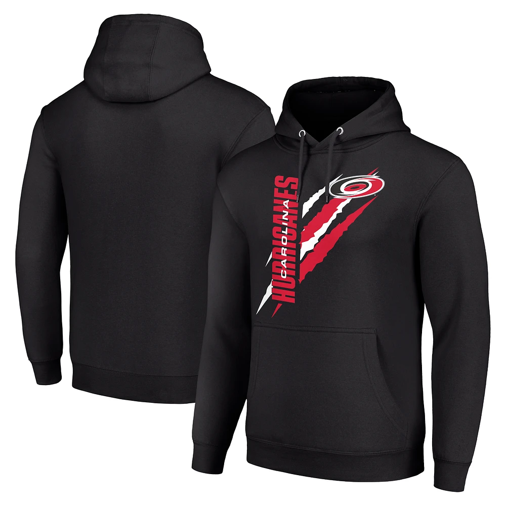 Men's Starter Black Carolina Hurricanes Color Scratch Fleece Pullover Hoodie