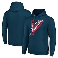 Men's Starter  Blue Columbus Jackets Color Scratch Fleece Pullover Hoodie