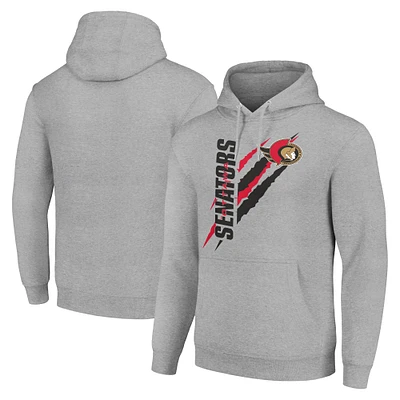 Men's Starter  Heather Gray Ottawa Senators Color Scratch Fleece Pullover Hoodie