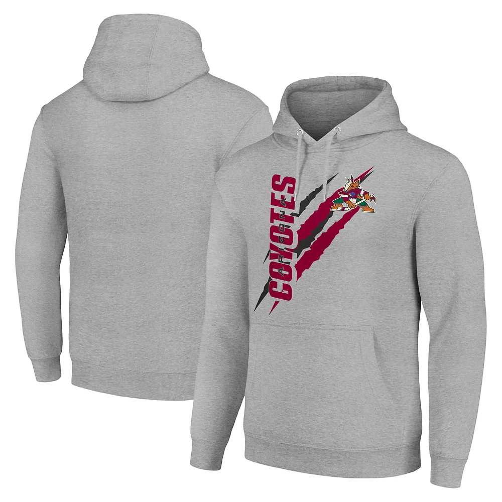 Men's Starter Heather Gray Arizona Coyotes Color Scratch Fleece Pullover Hoodie
