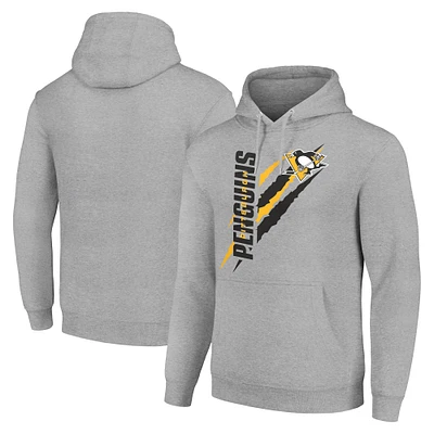 Men's Starter  Heather Gray Pittsburgh Penguins Color Scratch Fleece Pullover Hoodie
