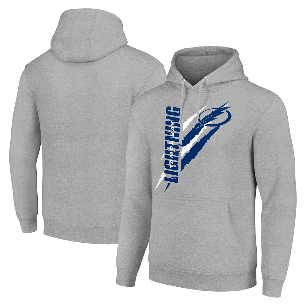 Men's Starter Heather Gray Tampa Bay Lightning Color Scratch Fleece Pullover Hoodie