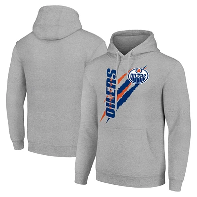 Men's Starter  Heather Gray Edmonton Oilers Color Scratch Fleece Pullover Hoodie