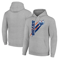 Men's Starter  Heather Gray Edmonton Oilers Color Scratch Fleece Pullover Hoodie