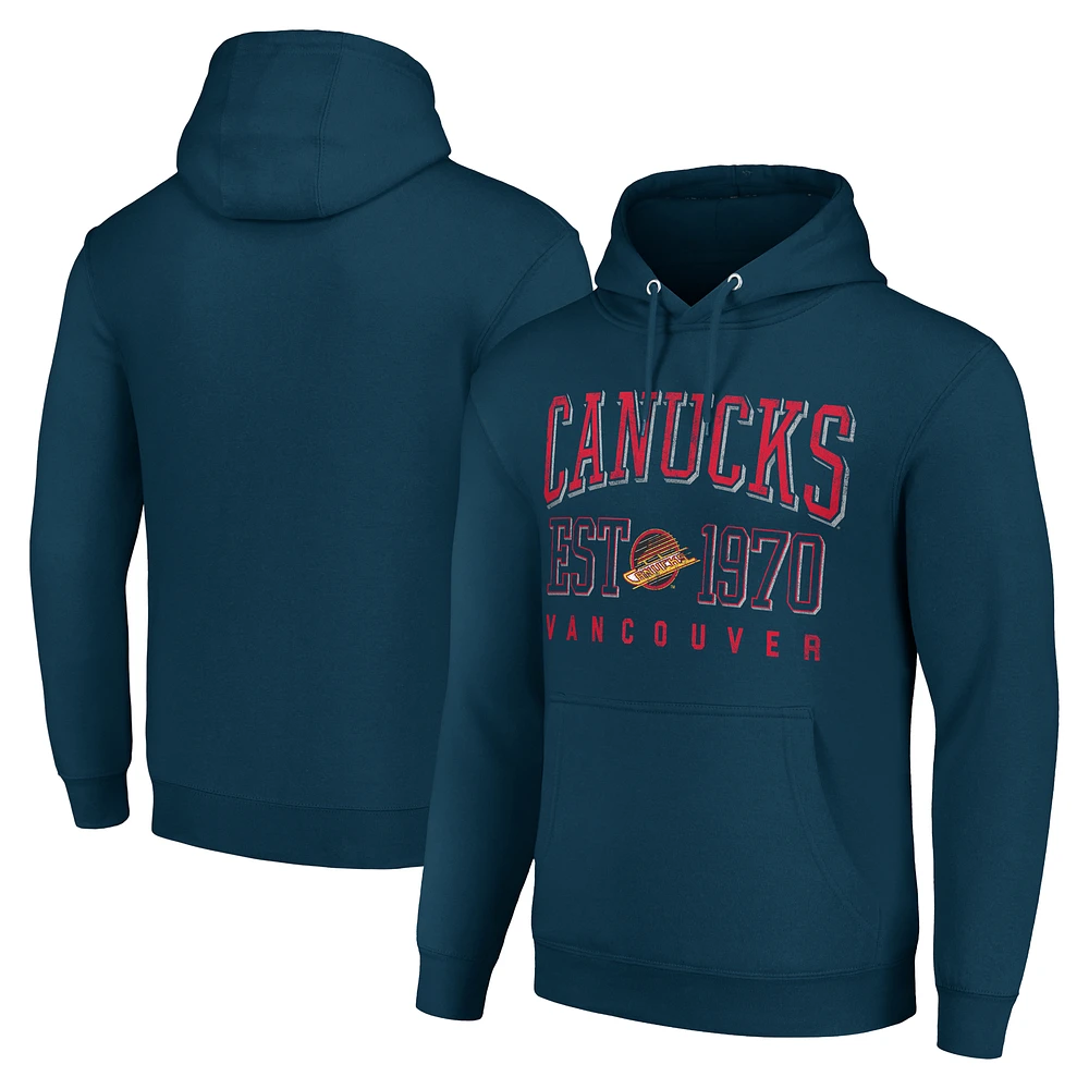 Men's Starter Navy Vancouver Canucks Retro Graphic Pullover Hoodie