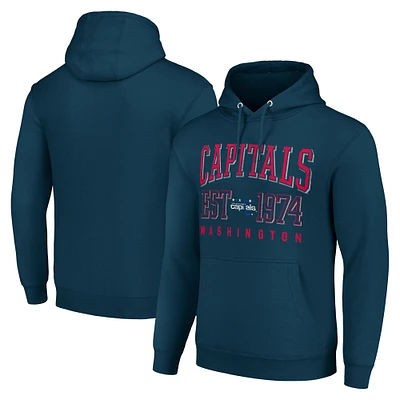 Men's Starter Navy Washington Capitals Retro Graphic Pullover Hoodie