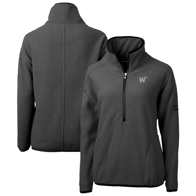 Women's Cutter & Buck Gray Washington Nationals City Connect Cascade Eco Sherpa Half-Zip Pullover Jacket