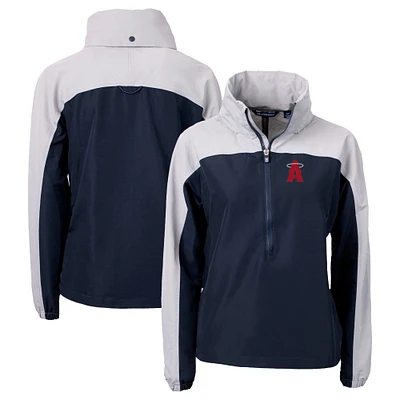 Women's Cutter & Buck  Navy Los Angeles Angels City Connect Charter Eco Recycled Half-Zip Anorak Jacket