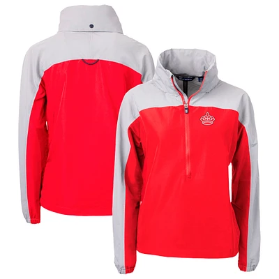Women's Cutter & Buck  Red Miami Marlins City Connect Charter Eco Recycled Half-Zip Anorak Jacket