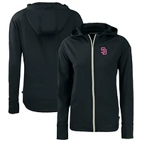 Women's Cutter & Buck  Black San Diego Padres City Connect Daybreak Eco Recycled Full-Zip Hoodie