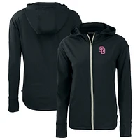 Women's Cutter & Buck  Black San Diego Padres City Connect Daybreak Eco Recycled Full-Zip Hoodie