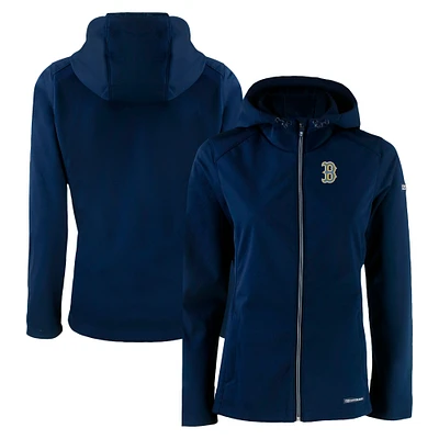 Women's Cutter & Buck  Navy Boston Red Sox City Connect Evoke Eco Softshell Recycled Full-Zip Hoodie Jacket