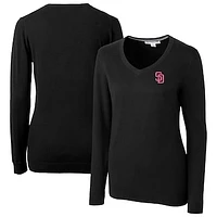 Women's Cutter & Buck  Black San Diego Padres City Connect Lakemont Tri-Blend Pullover Sweater
