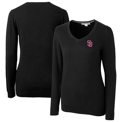 Women's Cutter & Buck  Black San Diego Padres City Connect Lakemont Tri-Blend Pullover Sweater
