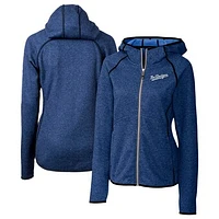 Women's Cutter & Buck  Heather Royal Los Angeles Dodgers City Connect Mainsail Full-Zip Hooded Jacket