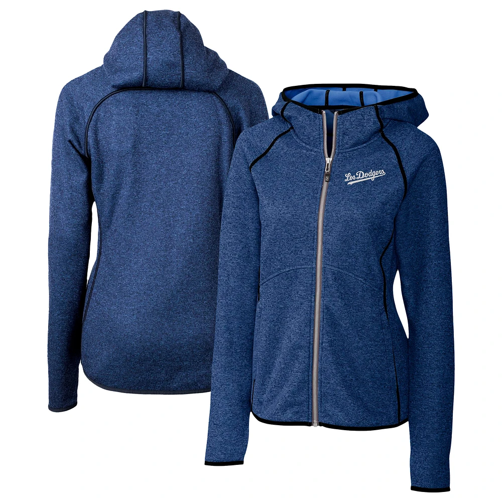 Women's Cutter & Buck Heather Royal Los Angeles Dodgers City Connect Mainsail Full-Zip Hooded Jacket