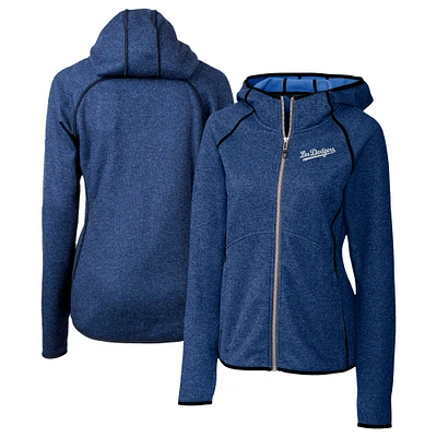 Women's Cutter & Buck  Heather Royal Los Angeles Dodgers City Connect Mainsail Full-Zip Hooded Jacket