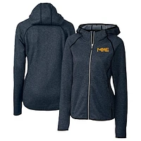 Women's Cutter & Buck  Heather Navy Milwaukee Brewers City Connect Mainsail Full-Zip Hooded Jacket