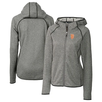 Women's Cutter & Buck  Heather Gray San Francisco Giants City Connect Mainsail Full-Zip Hooded Jacket