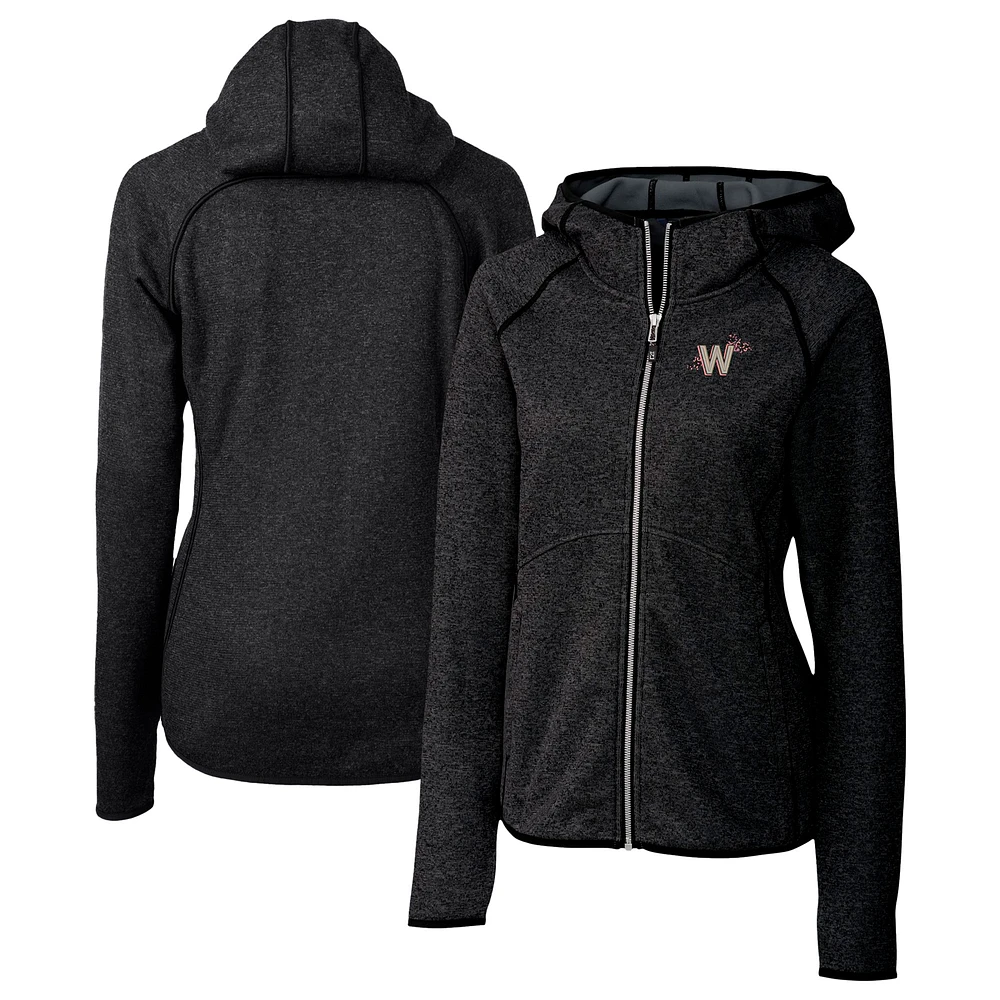 Women's Cutter & Buck  Heather Charcoal Washington Nationals City Connect Mainsail Full-Zip Hooded Jacket