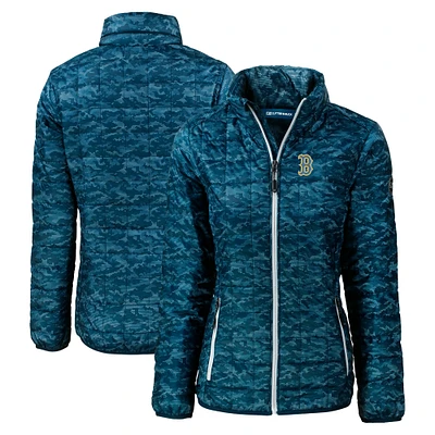 Women's Cutter & Buck  Navy Boston Red Sox City Connect Rainier PrimaLoft Eco Insulated Full-Zip Printed Puffer Jacket