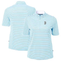 Women's Cutter & Buck Powder Blue Boston Red Sox City Connect Virtue Eco Pique Stripe Recycled Top