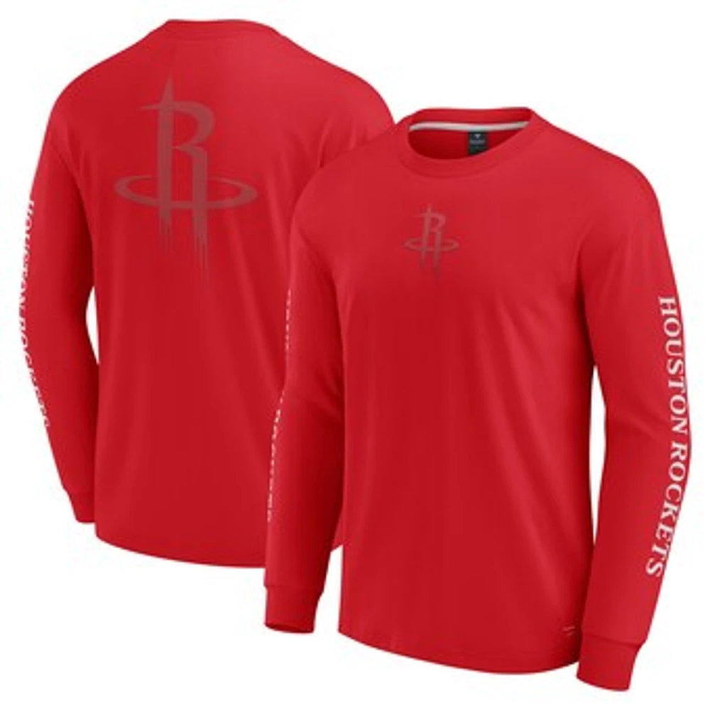 Men's Fanatics Red Houston Rockets Elements Strive Long Sleeve T-Shirt