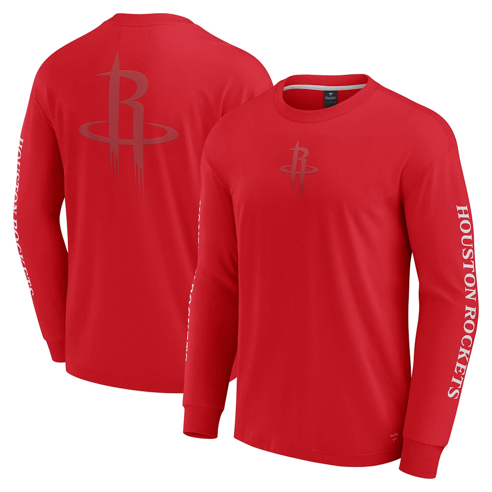 Men's Fanatics Red Houston Rockets Elements Strive Long Sleeve T-Shirt