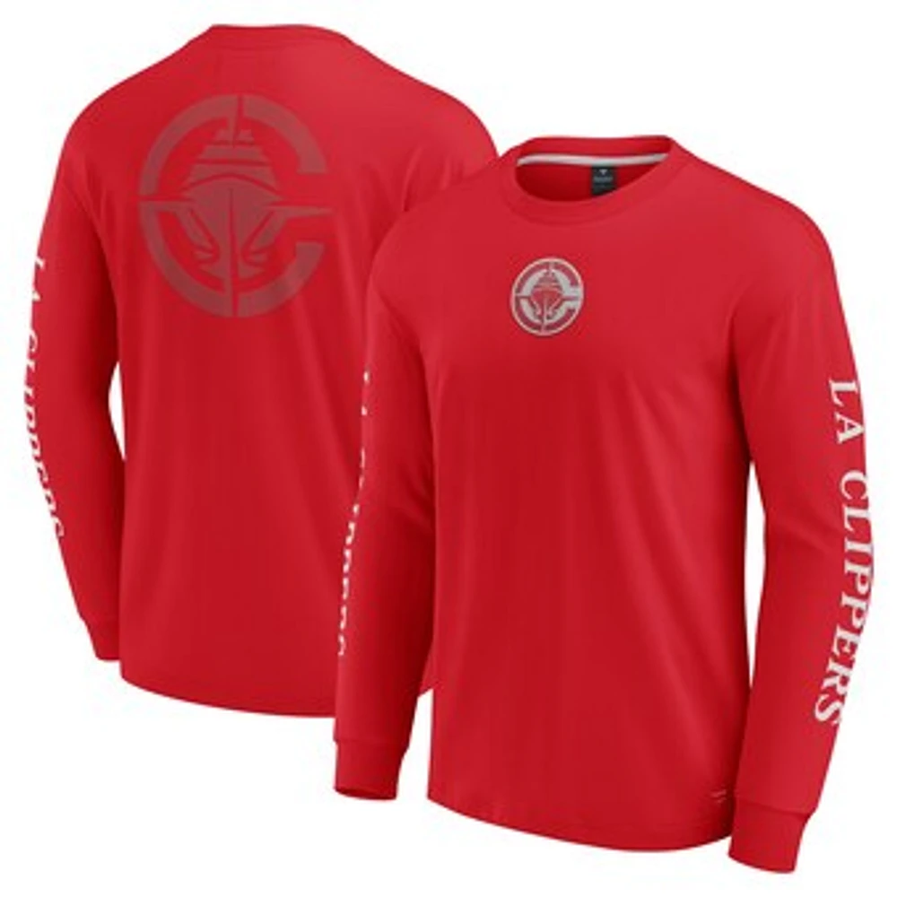 Men's Fanatics Red LA Clippers Elements Strive Long Sleeve T-Shirt