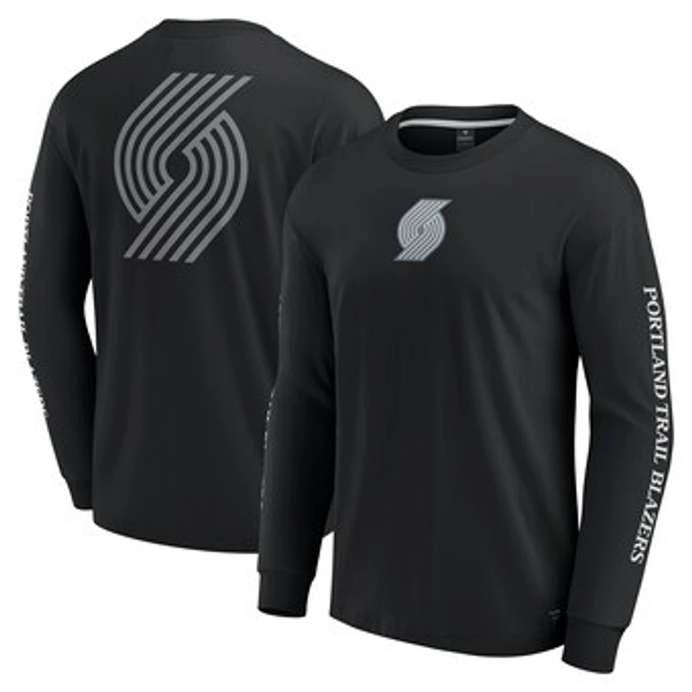 Men's Fanatics Black Portland Trail Blazers Elements Strive Long Sleeve T-Shirt