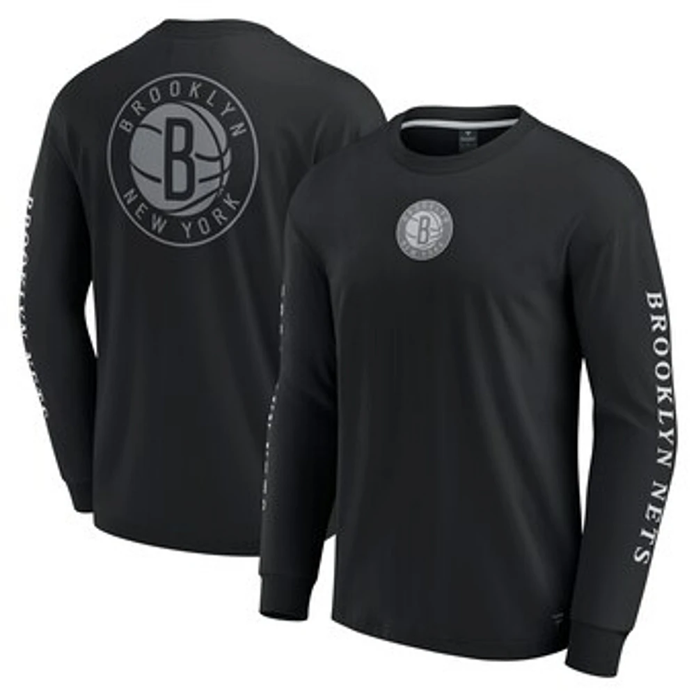 Men's Fanatics Black Brooklyn Nets Elements Strive Long Sleeve T-Shirt