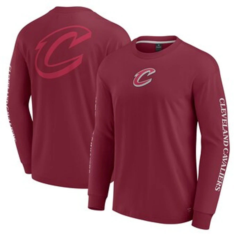 Men's Fanatics Wine Cleveland Cavaliers Elements Strive Long Sleeve T-Shirt