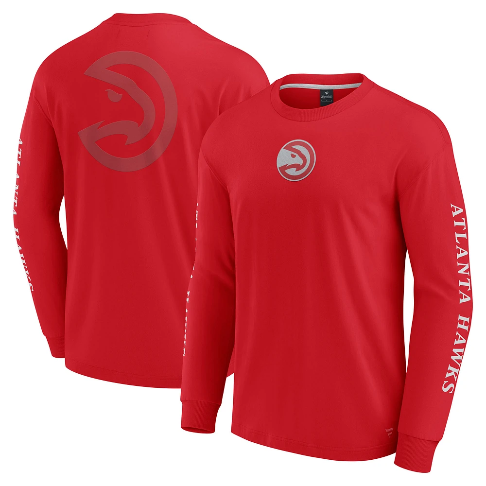 Men's Fanatics Red Atlanta Hawks Elements Strive Long Sleeve T-Shirt