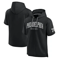 Men's Fanatics  Black Philadelphia 76ers Elements Ready Short Sleeve Pullover Hoodie