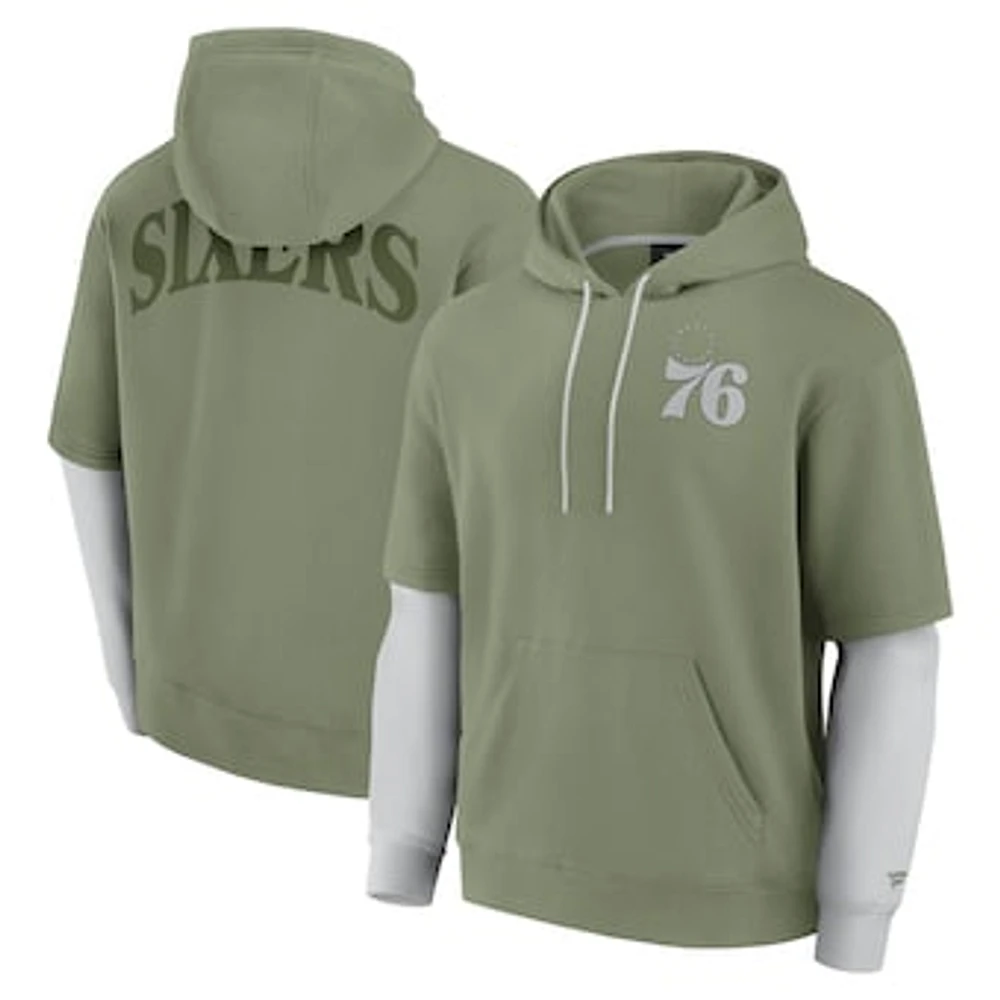 Men's Fanatics  Olive Philadelphia 76ers Elements Sleek Pullover Hoodie