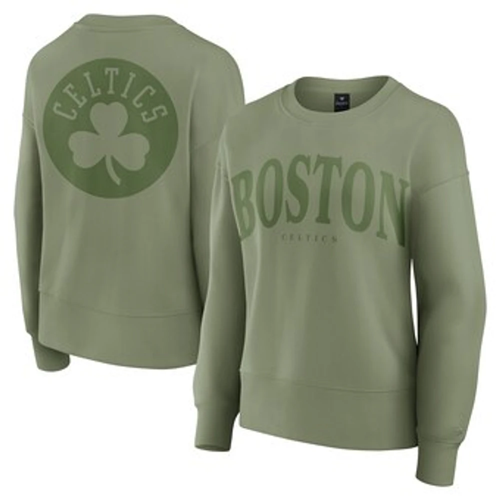 Women's Fanatics Olive Boston Celtics Elements Flow Pullover Sweatshirt