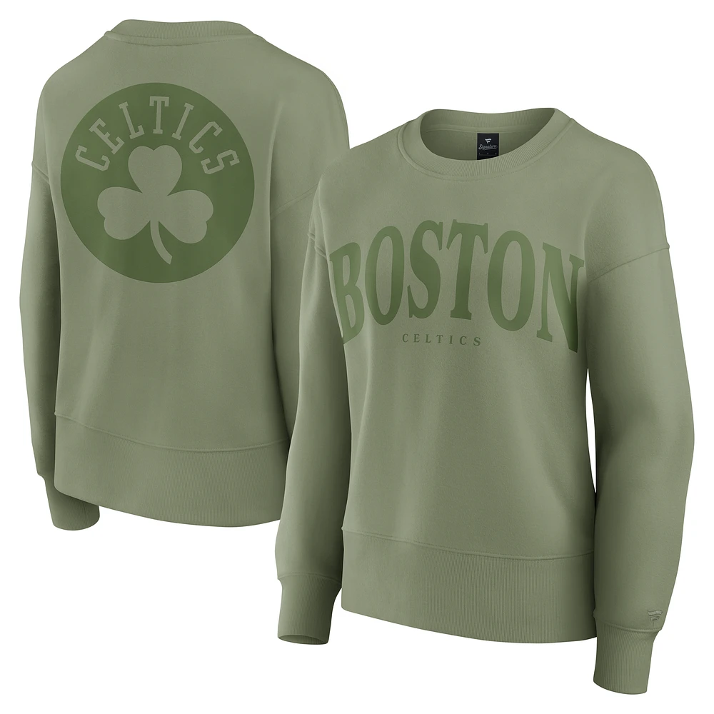 Women's Fanatics Olive Boston Celtics Elements Flow Pullover Sweatshirt