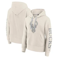 Women's Fanatics Cream Milwaukee Bucks Elements Next Pullover Hoodie