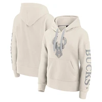 Women's Fanatics Cream Milwaukee Bucks Elements Next Pullover Hoodie