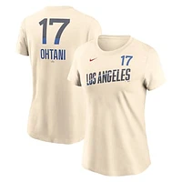 Women's Nike Shohei Ohtani Cream Los Angeles Dodgers 2024 City Connect Fuse Name & Number T-Shirt