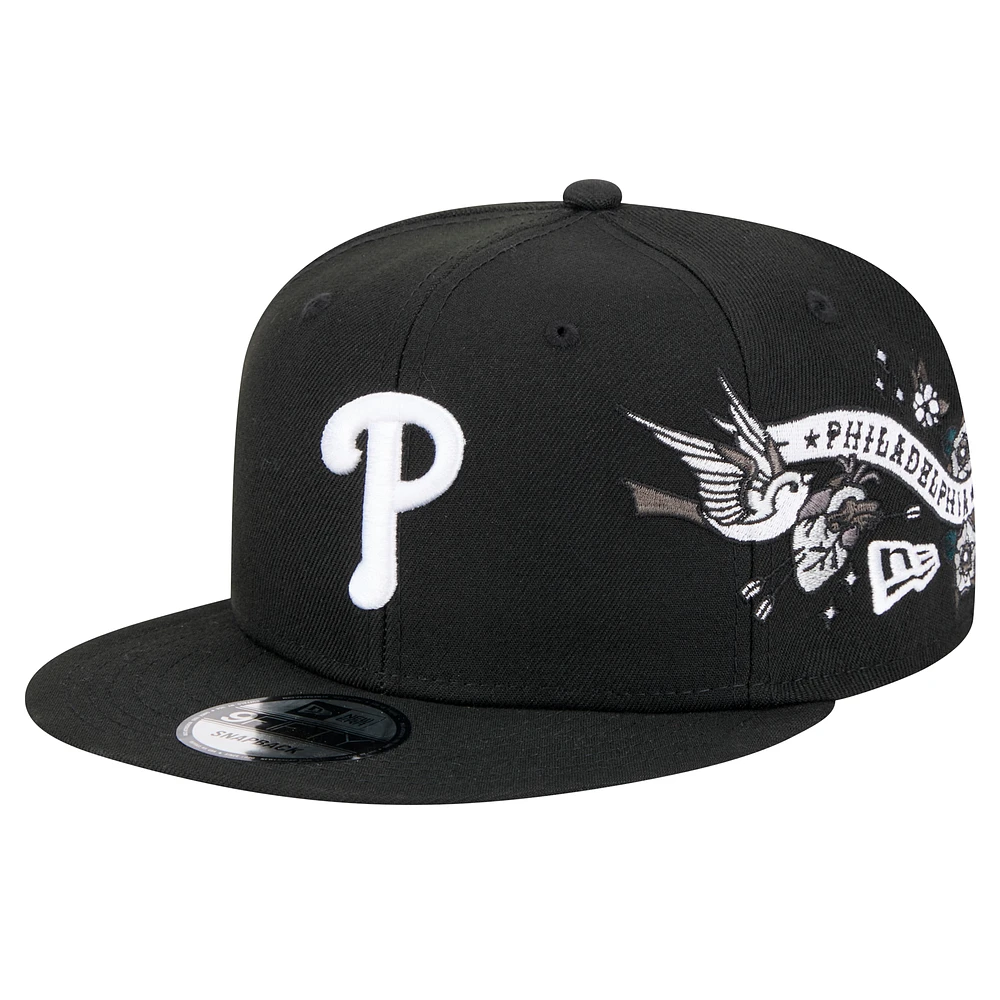 Men's New Era Black Philadelphia Phillies City Art 9FIFTY Snapback Hat