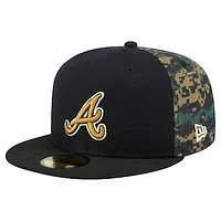 Men's New Era Black Atlanta Braves Digi Camo 59FIFTY Fitted Hat